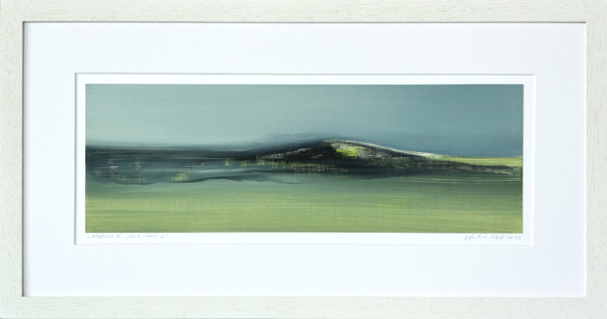 Organic Landscape Oil Painting By Katrin Roth, 17 X 9", Faroe Horizon 6, Original Artwork