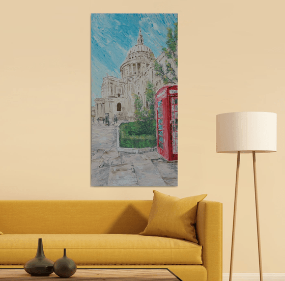 LONDON St Paul's Cathedral palette knife painting S042 60x120x4 cm Large painting decor original big art ready to hang painting acrylic on stretched canvas wall art