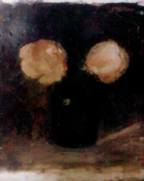Two roses – Hommage to Mankes, encaustic painting by Daniela Roughsedge