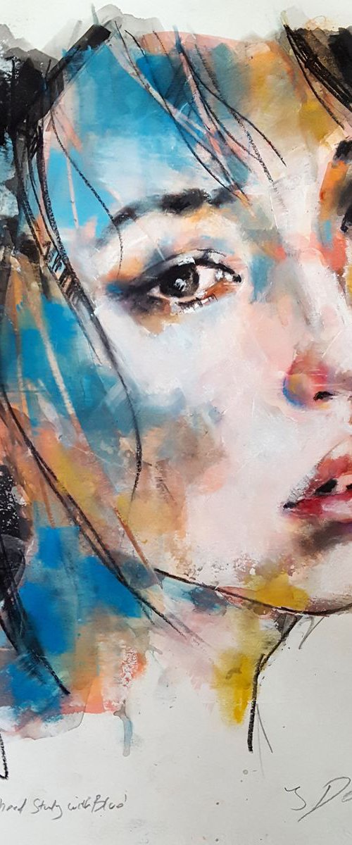 10-18-17 head study with blue by Thomas Donaldson