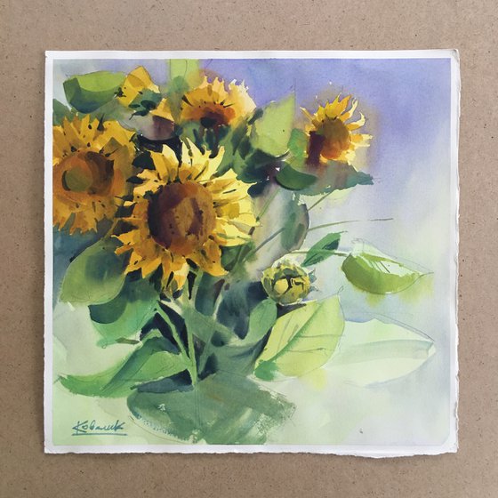 Sunflowers watercolor painting