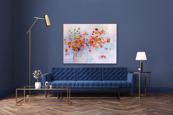 Le bonheur est tout près - Original mixed-media abstract painting on canvas - Ready to hang