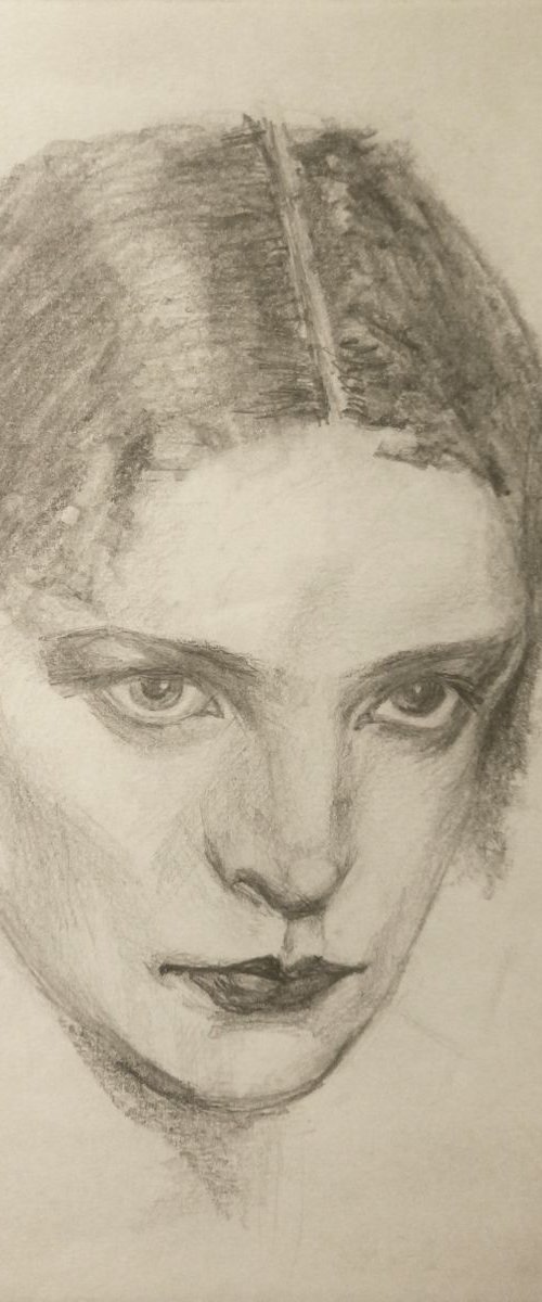 Copy study drawing from the famous artist N. Feshin portrait by Mag Verkhovets