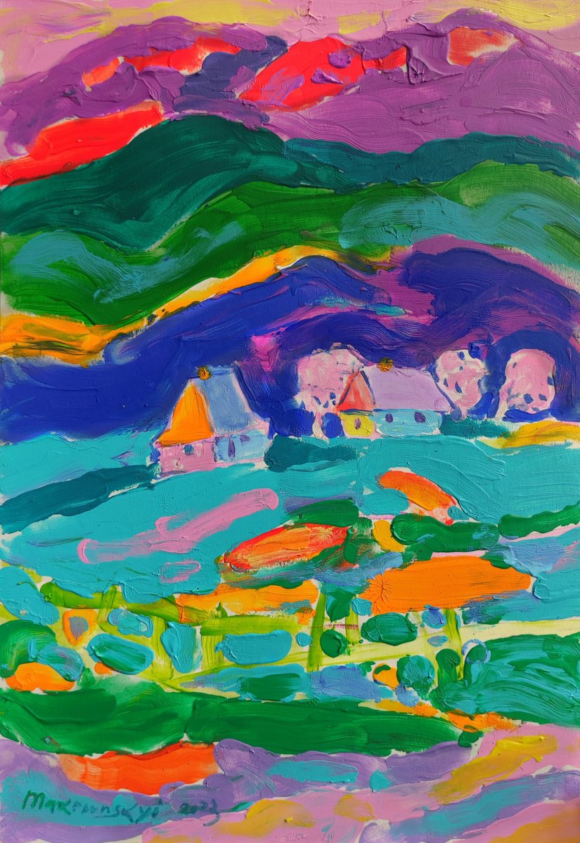 Impressionistic Landscape Acrylic Painting By Pavlo Makedonskyi, 8 X 12", Spring, Original Artwork