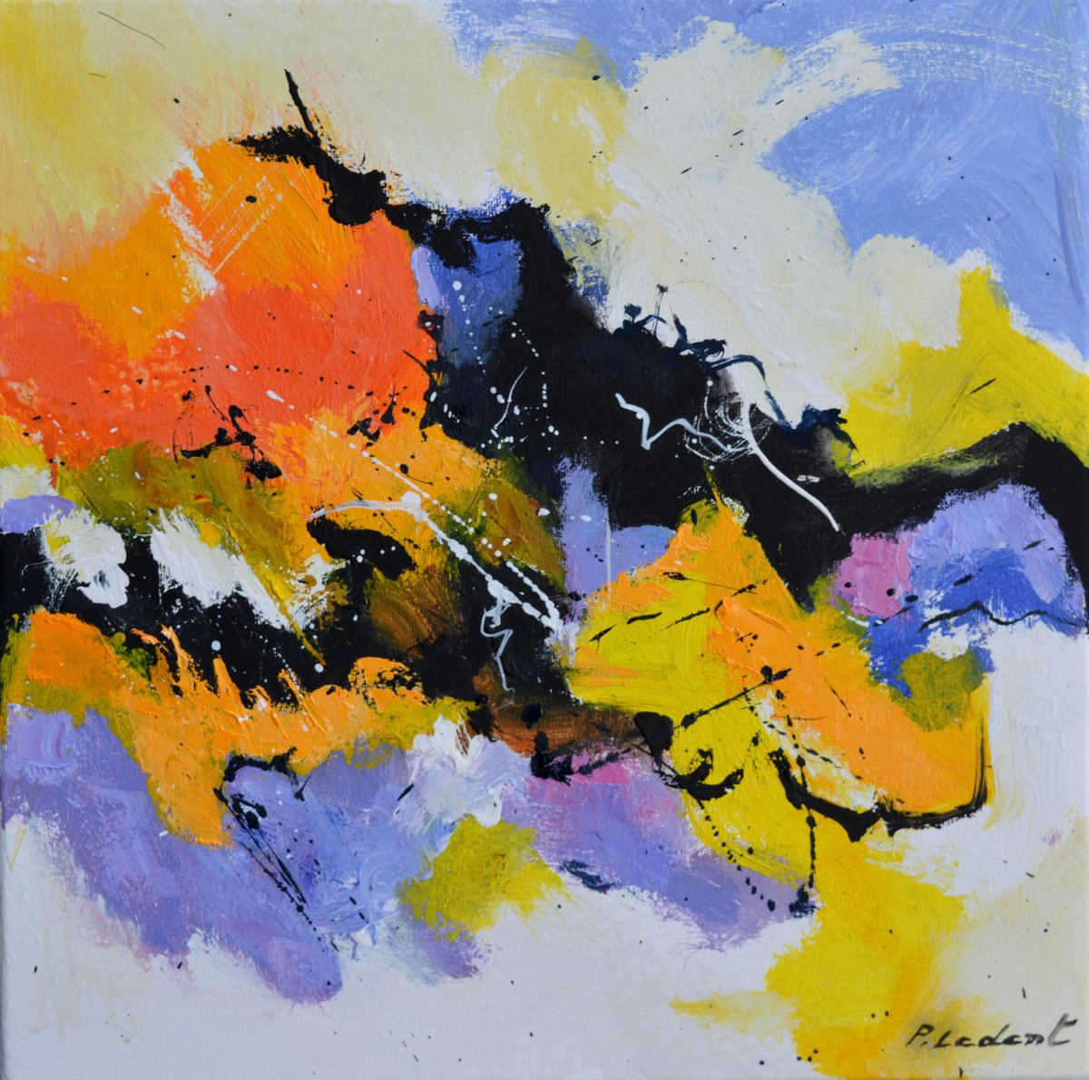 Abstract Oil Painting By Pol Henry Ledent, 16 X 16", The Resurrection Of Osiris, Original Artwork