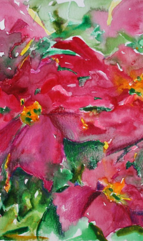 Poinsettia expression II / ORIGINAL PAINTING by Salana Art