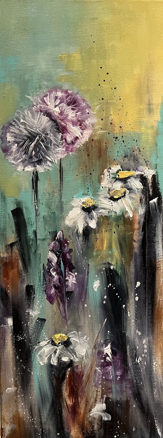 WILD FLOWERS 3, Oil on canvas panel