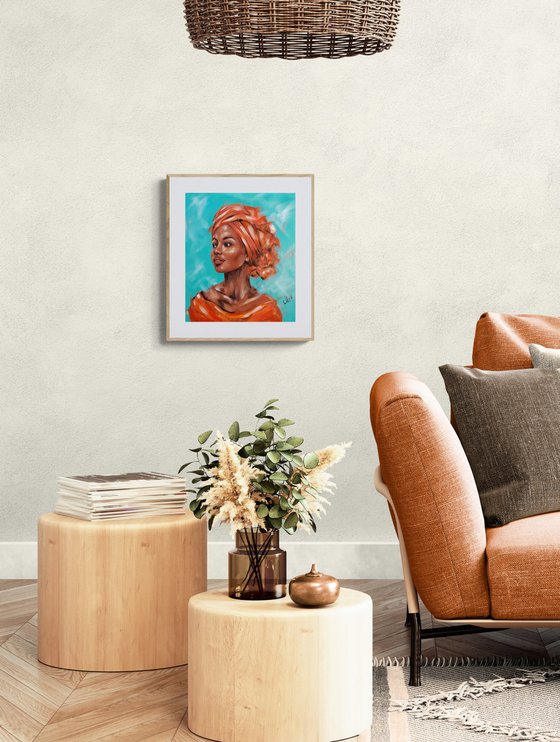 Radiant African Grace - oil portrait painting