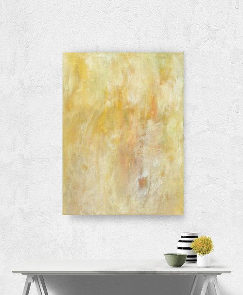 Basking In The Light - Minimal Light Yellow White Abstract Painting by Kathy Morton Stanion by Kathy Morton Stanion