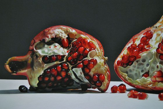 Still life with pomegranate , Original oil on canvas painting