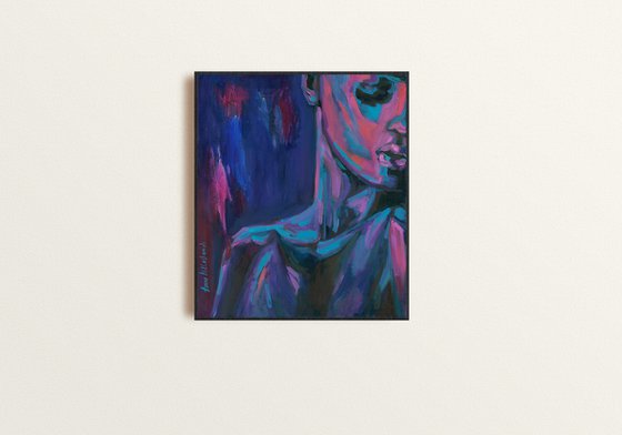 FOREVER A QUEEN - black woman wall art, African American portrait, female figure artwork, figurative oil painting