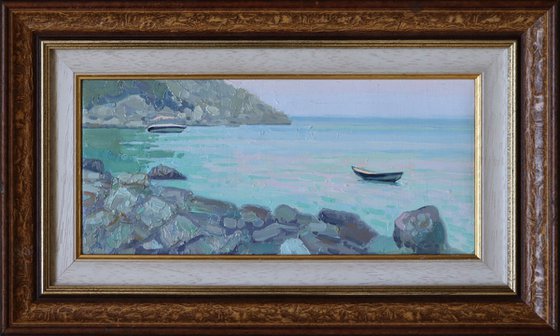 Boats at sunset. Turunc