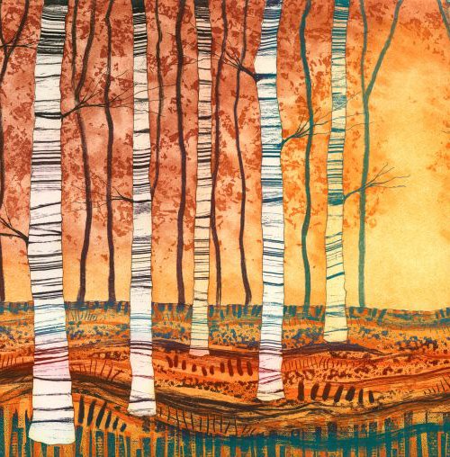 Silver Birch Autumn Gold by Rebecca Vincent