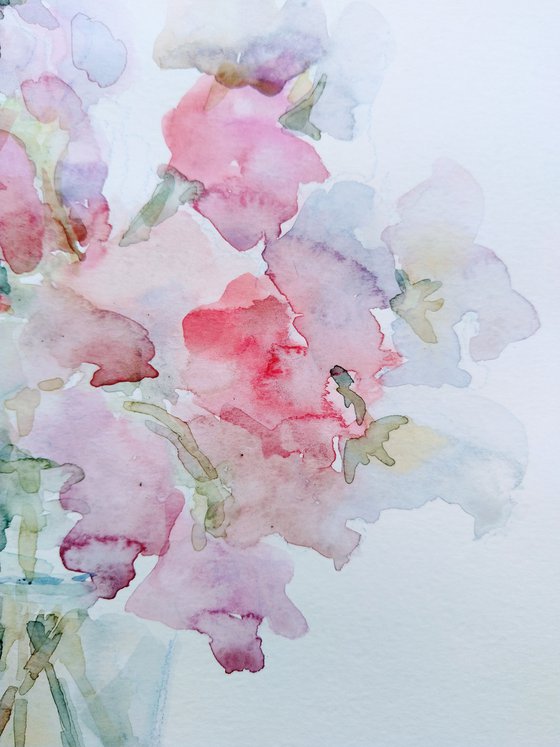 Sweet pea. Original watercolour painting 2021.