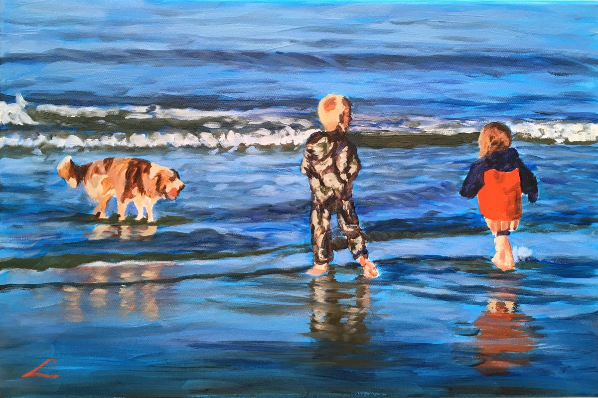 Beach Scene 3 By Elena Sokolova, 24 X 16, Artwork For Sale On Artfinder