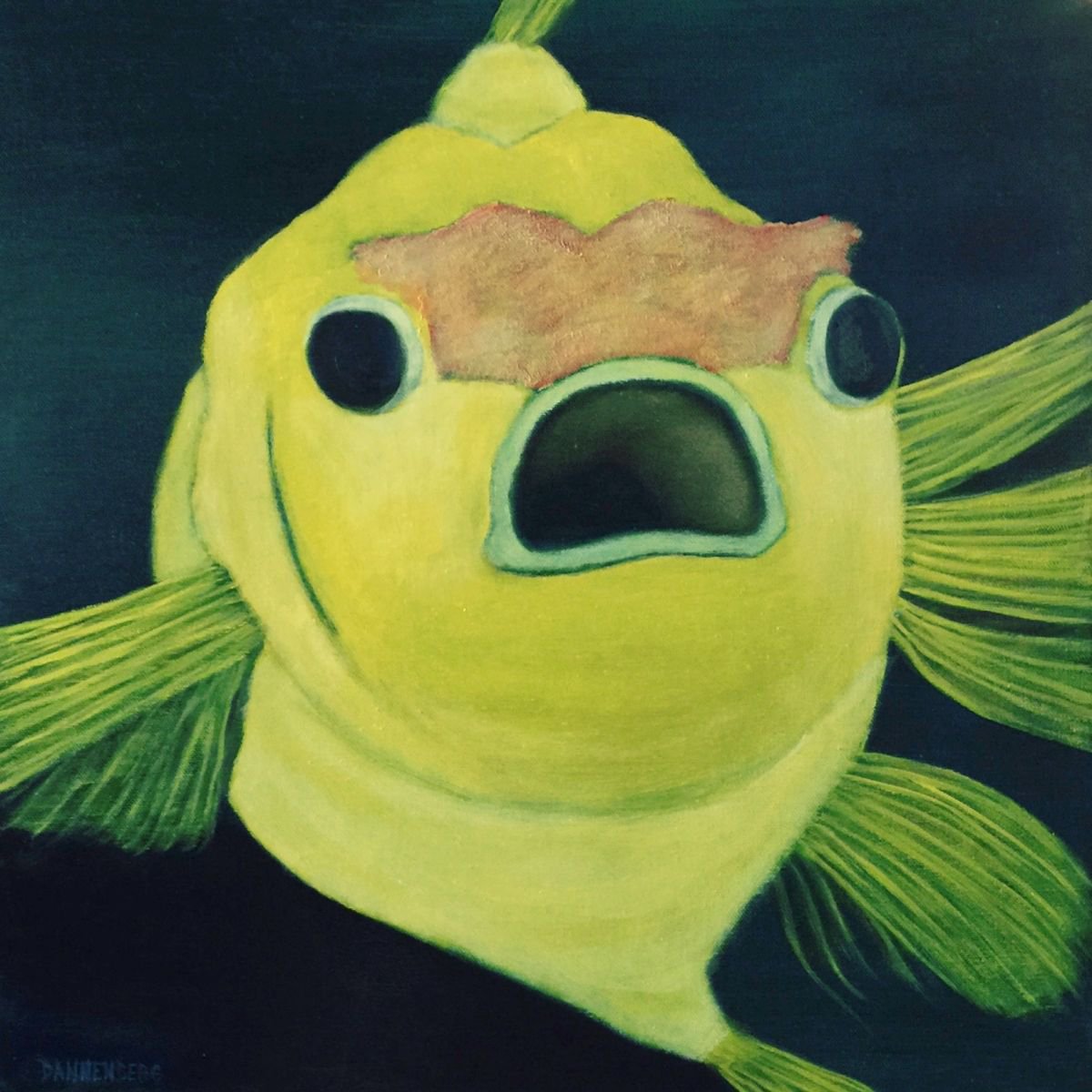 Photorealistic Animal Oil Painting By Leslie Dannenberg, 18 X 18", Hungry For Food, Original Artwork