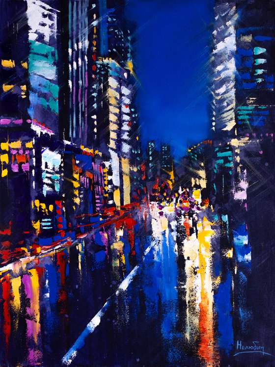 ABSTRACT CITYSCAPE ," Night city lights"