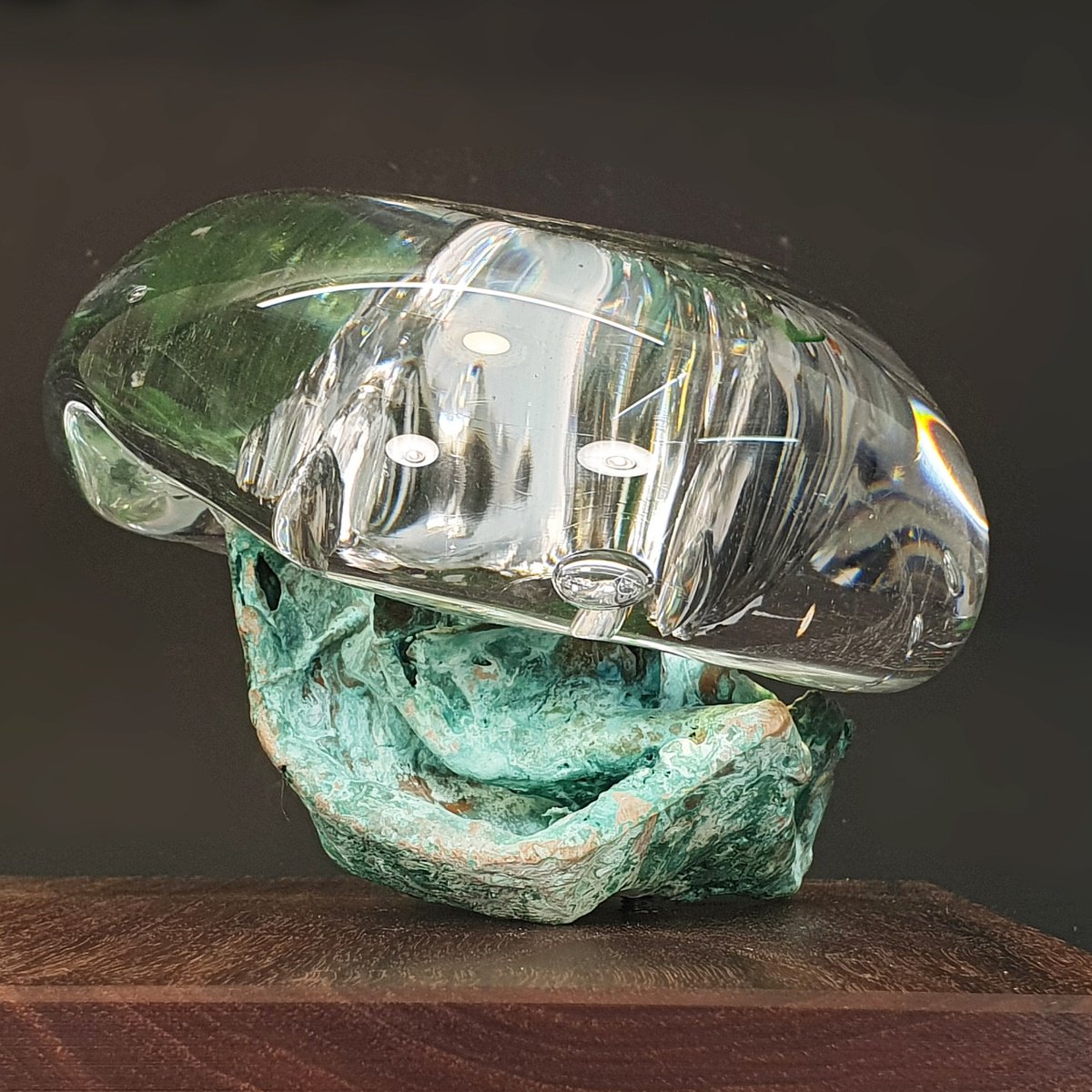 Expressive Abstract Bronze Sculpture By Wichert Van Engelen, 7 X 7", Bronze, Air, Glass, Original Artwork