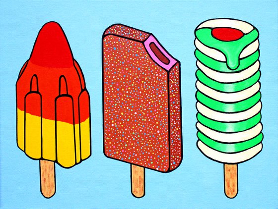 Ice Lollies and Popsicles Line-Up Two - Pop Art Painting On Canvas
