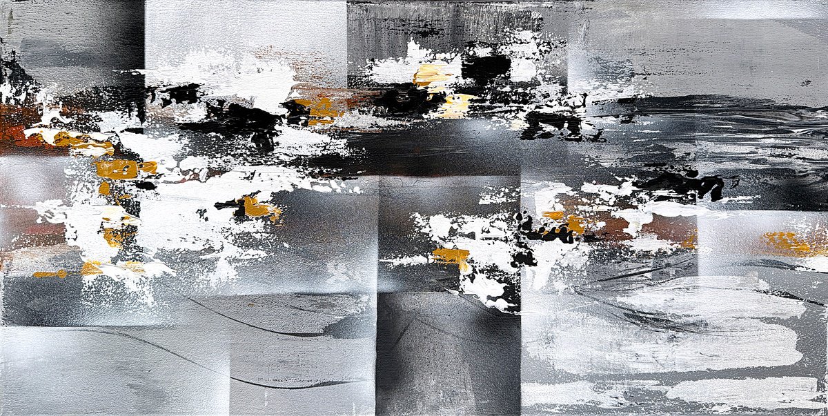 Geometric Abstract Acrylic Painting By Tatiana Malinovscaia, 31 X 16", Fragments Of Light, Original Artwork