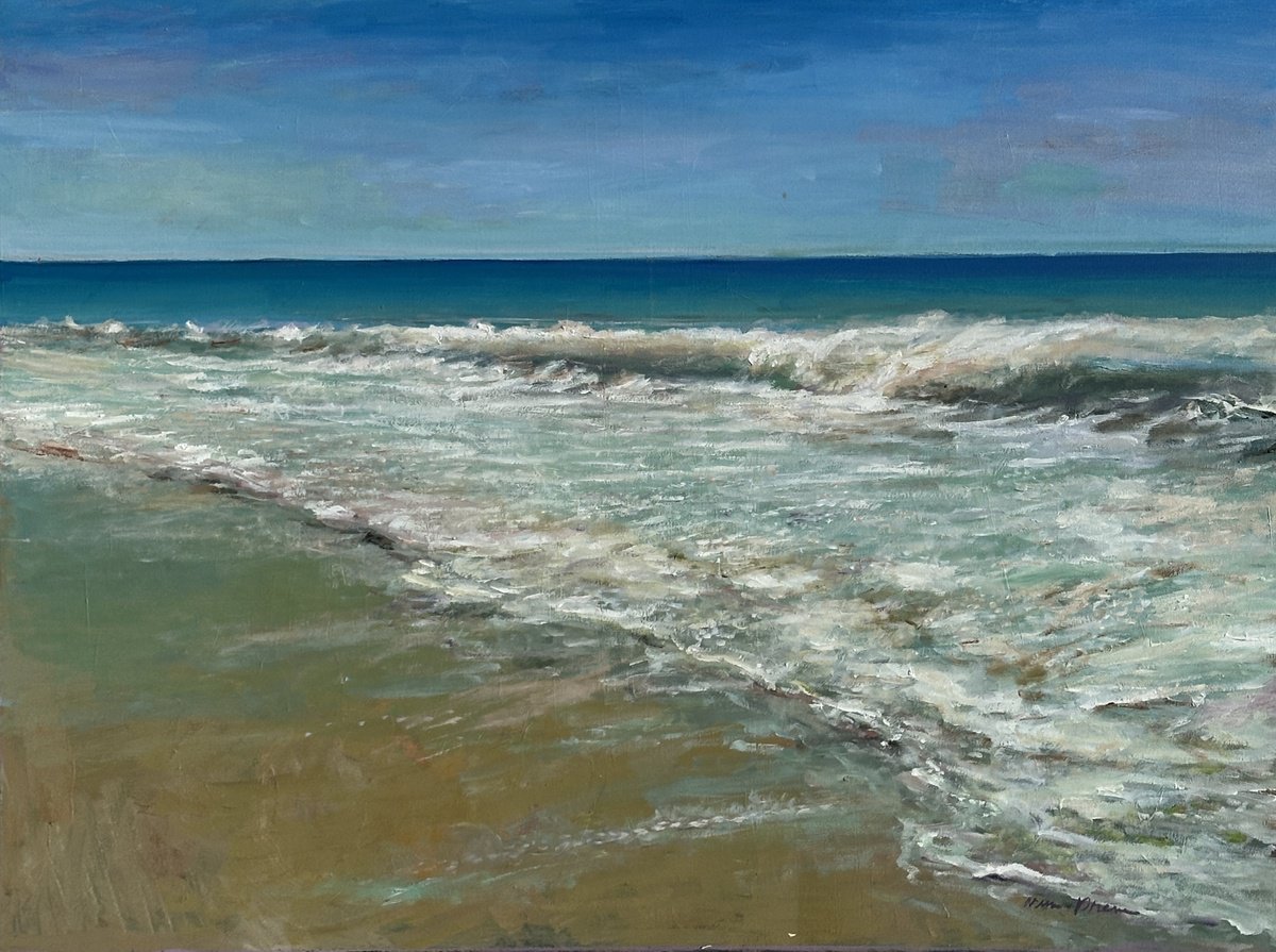 Impressionistic Landscape Oil Painting By Arun Prem, 40 X 30, Infinite Sea, Original Artwork