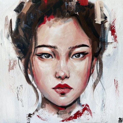 Geisha in red by Marina Ogai