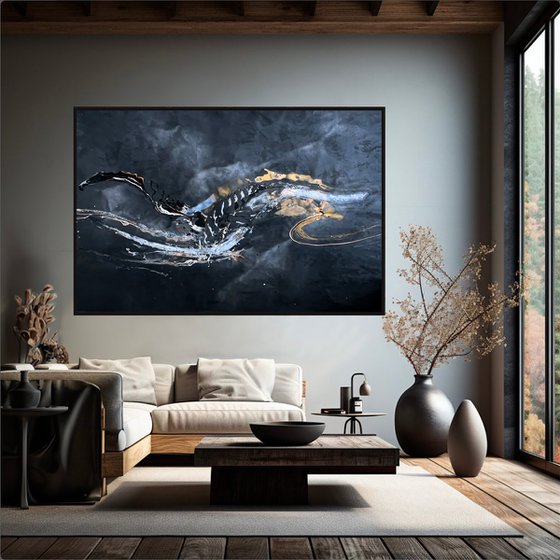 Silver Energy in Black Night