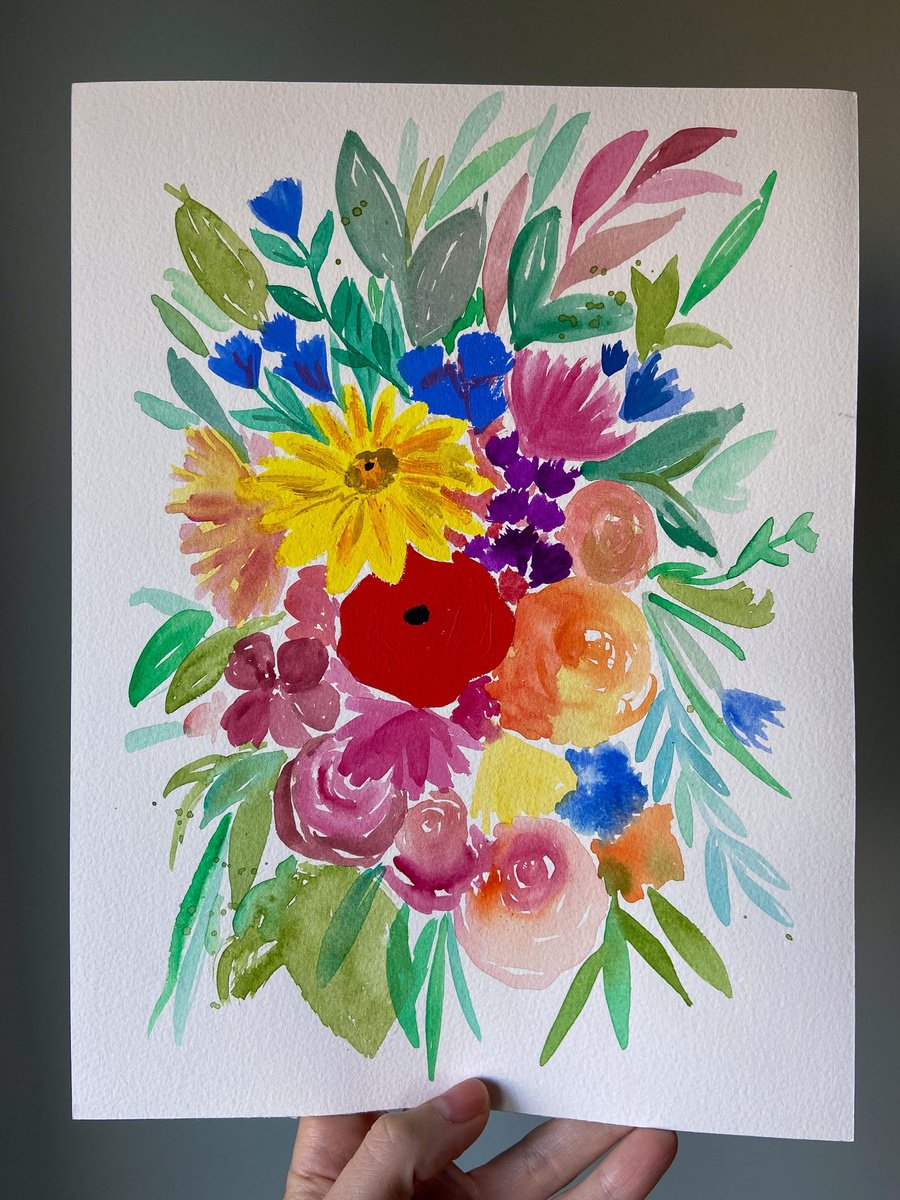 Illustrative Botanical Watercolour By Victoria Lucy Williams, 9 X 12", Posy, Original Artwork