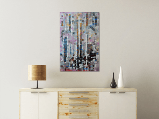 Tetris - Large Original Abstract Art on Canvas Ready To Hang