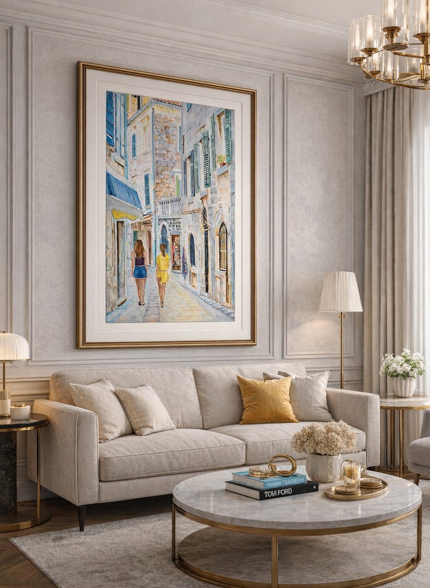 Expressive Watercolour , Echoes Of Summer In Kotor By Zoran Mihajlovic Muza, 19 X 28, Artwork For Sale On Artfinder