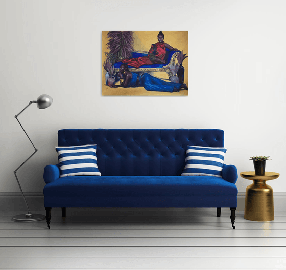 Portrait painting of two beautiful woman