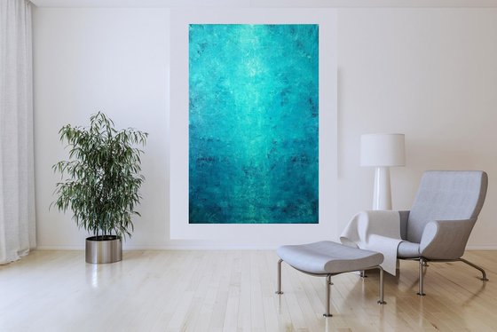 River Guard- XL  blue abstract painting