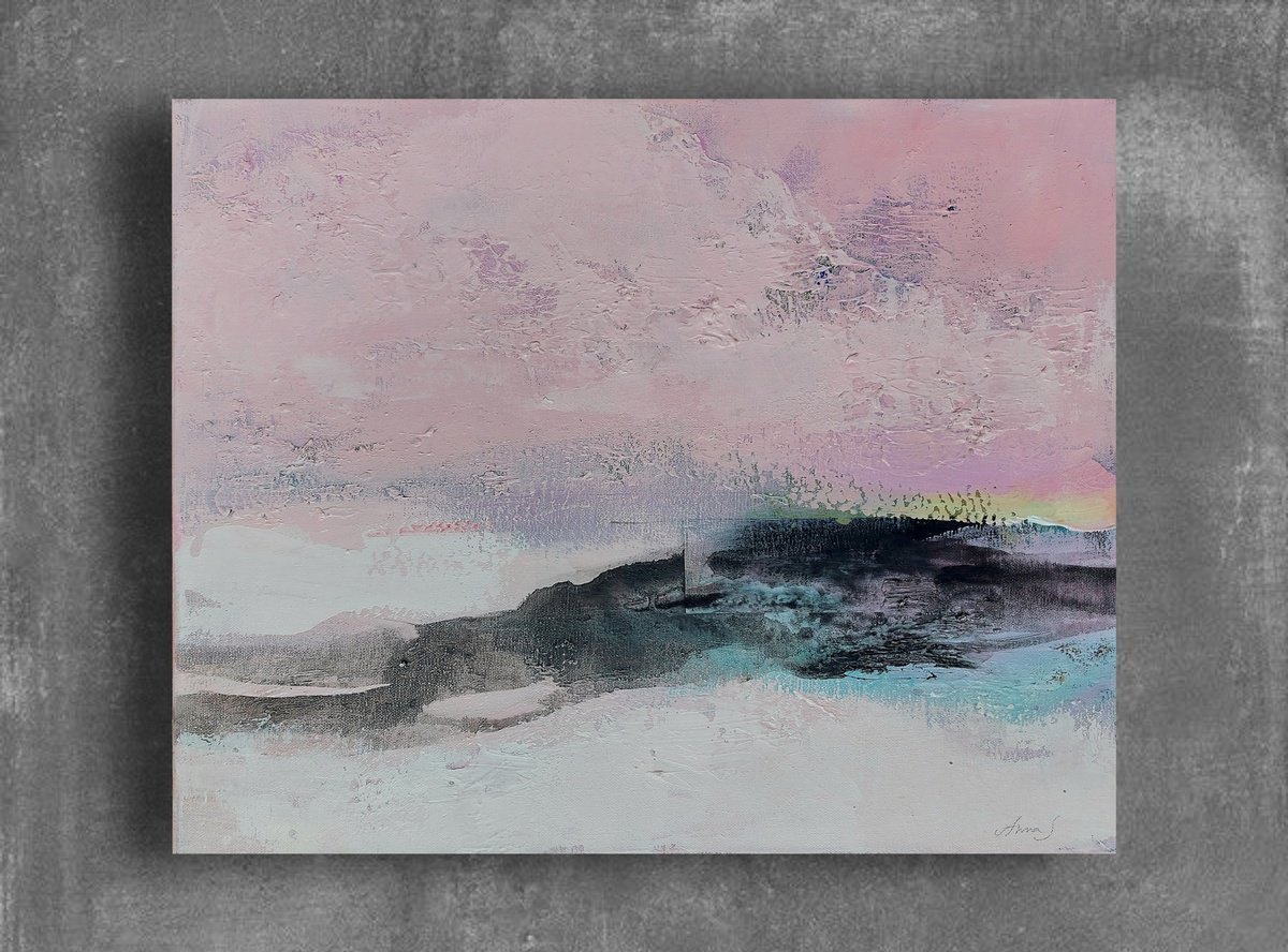 Expressive Landscape Acrylic Painting By Anna Silabrama, 20 X 16, - ?First Haze Of The Year - ?, Original Artwork