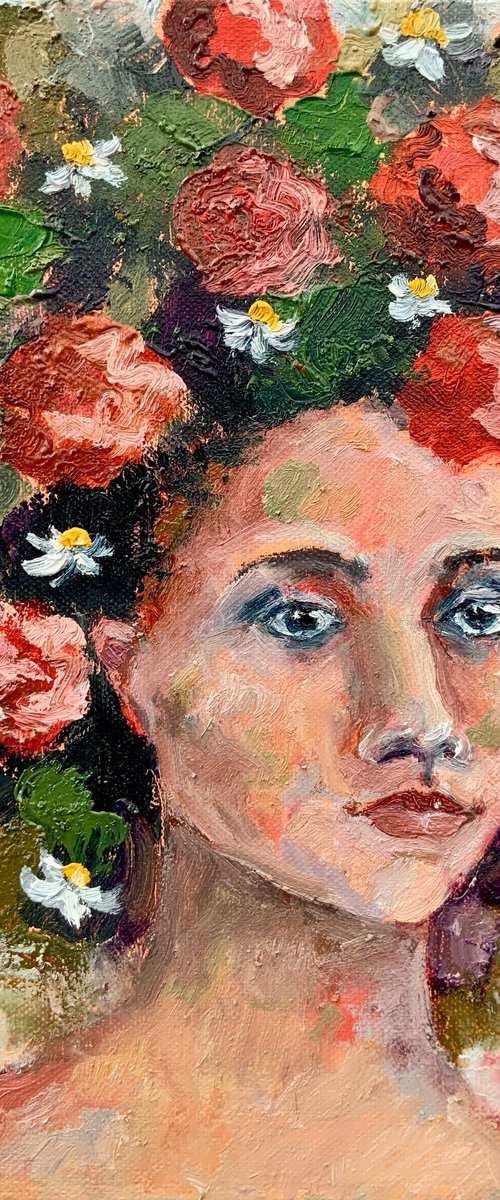 Floral Woman Portrait by Alexandra Jagoda (Ovcharenko)