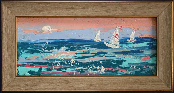 REGATTA ,  framed / ORIGINAL ACRYLIC PAINTING