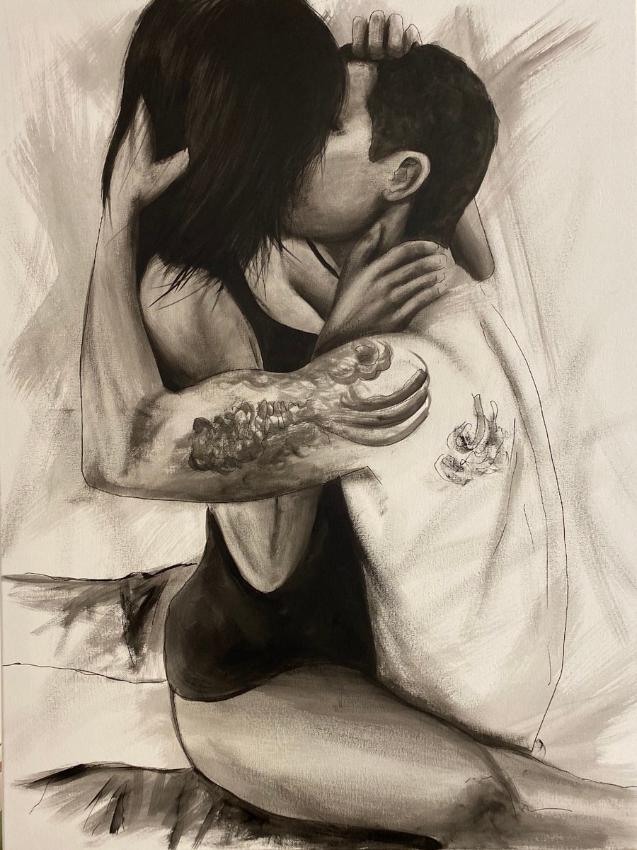 Abstract Portrait Acrylic Painting By Eka Peradze, 26 X 33, Action.3D Couple. Eka Peradze Art., Original Artwork