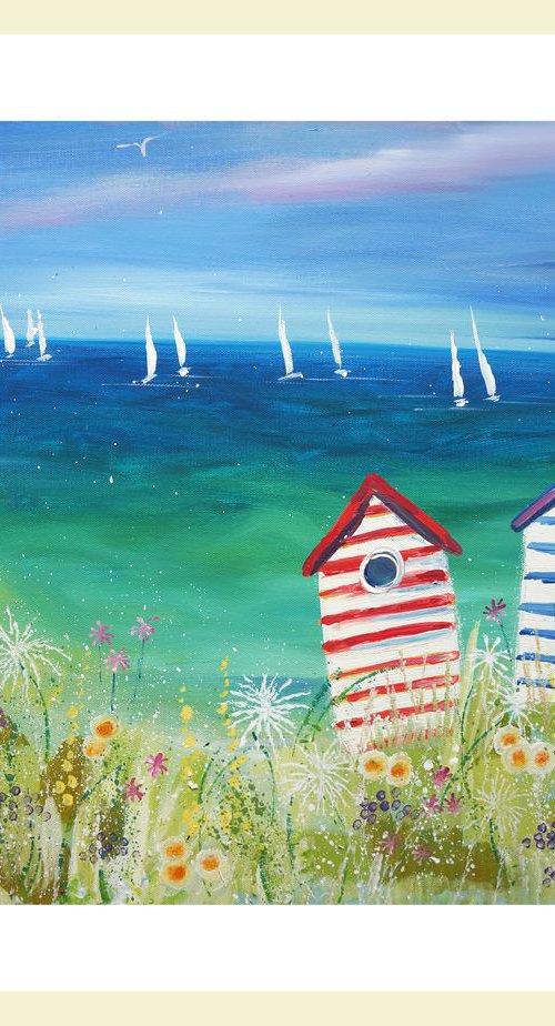 Beach Huts in the Bay by Julia  Rigby