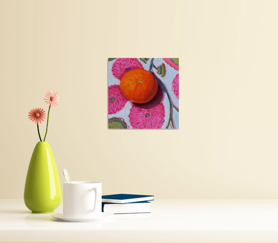 Orange Still Life original oil realism painting.