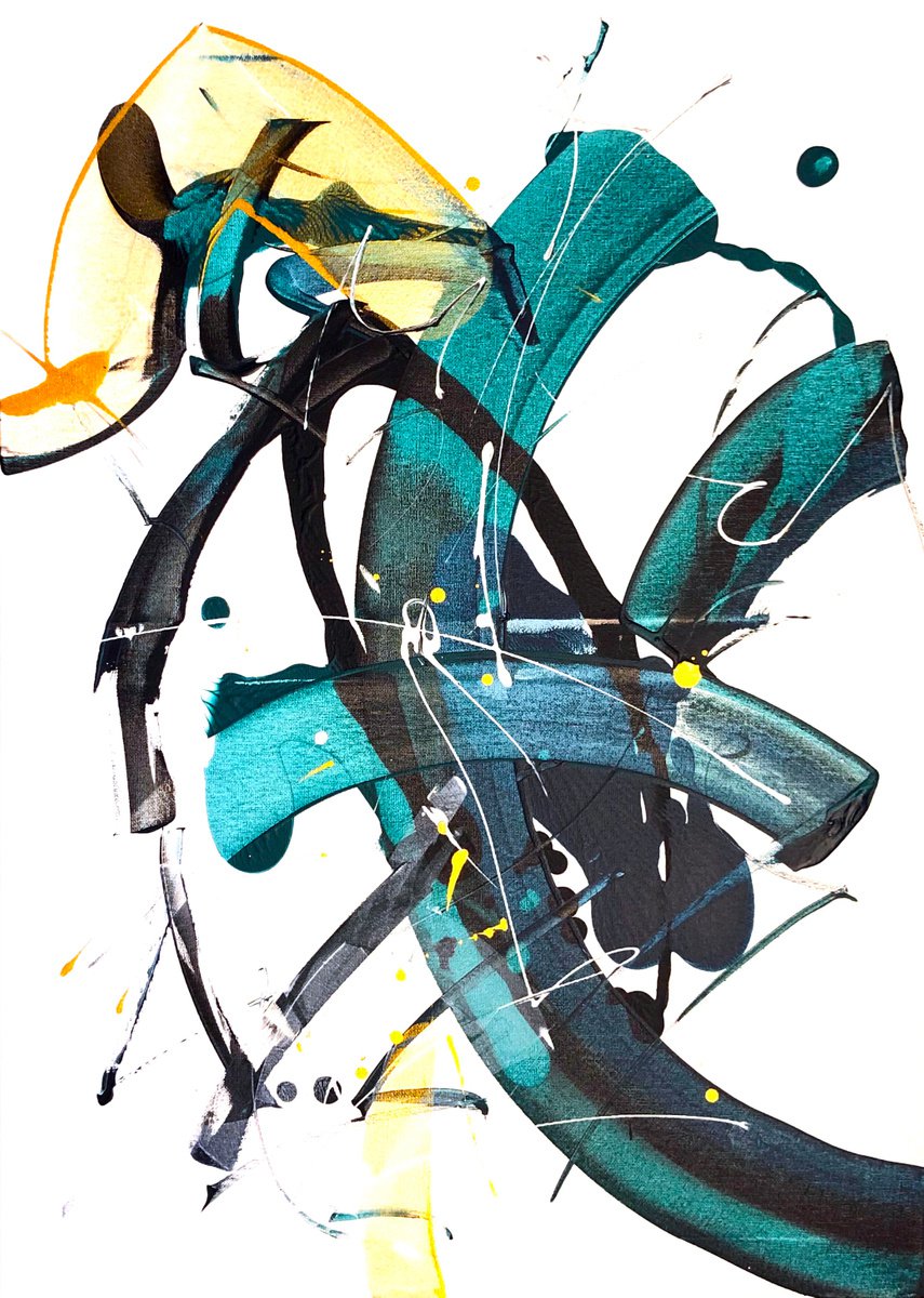 Abstract Painting By Evgenia Makarova, 20 X 28, Abstract Composition N 99, Original Artwork