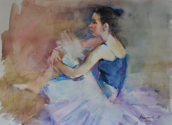 Ballet dancer. Watercolor on paper. 2021