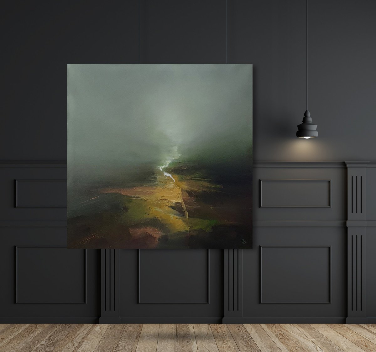 Abstract Landscape Oil Painting By Ivan Grozdanovski, 36 X 36, Agartha , Original Artwork