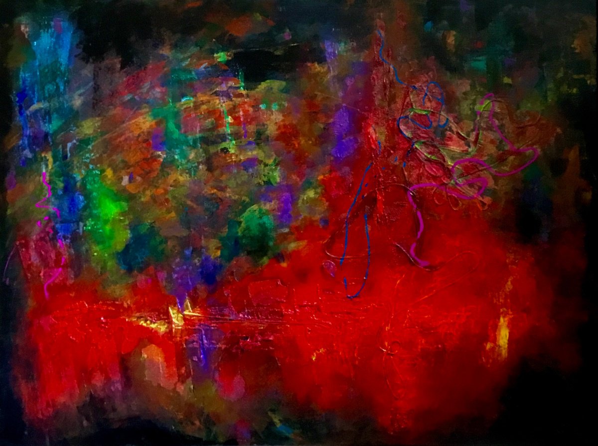 Abstract Oil Painting By Vera Klimova, 31 X 24", Interweaving Of Destinies, Original Artwork