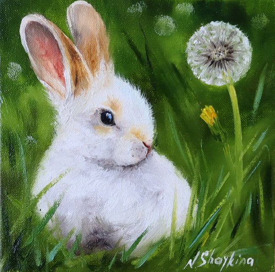 White Rabbit with Dandelion