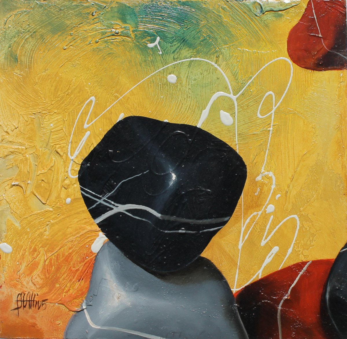 Photorealistic Botanical Oil Painting By Nicoletta Bagatti, 13 X 13", Sassi - Viaggio 2, Original Artwork