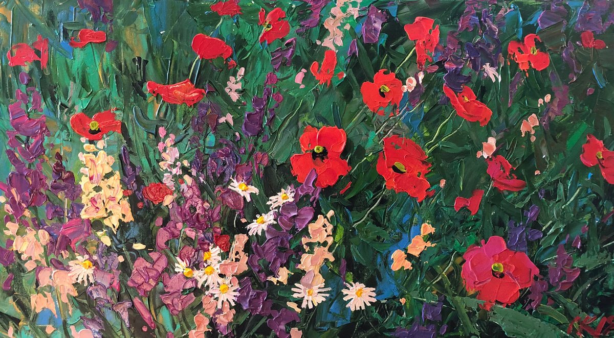 Flowering Meadow By Sergey Kachin, 35 X 20, Artwork For Sale On Artfinder
