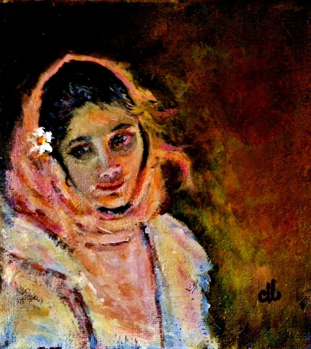 Impressionistic Portrait Acrylic Painting By Cristina Mihailescu, 6 X 6, Sweet Memories.., Original Artwork