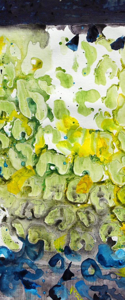 Leaf Shower watercolor on canvas -20x16in;40x50cm by jelena b