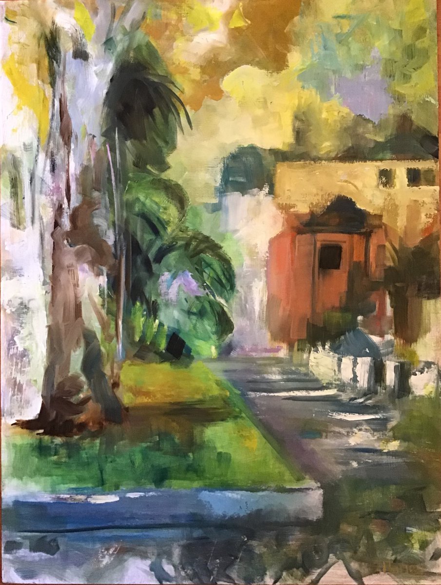 Organic Landscape Oil Painting By Sandra Haney, 26 X 33", Machico, Original Artwork