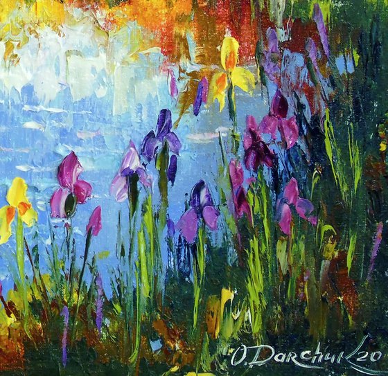 Irises by the pond