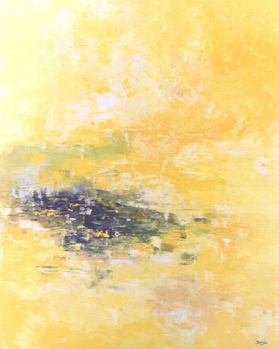 Abstract Landscape Oil Painting By Saroja Van Der Stegen, 33 X 41", Village (Ref#:437-40F), Original Artwork